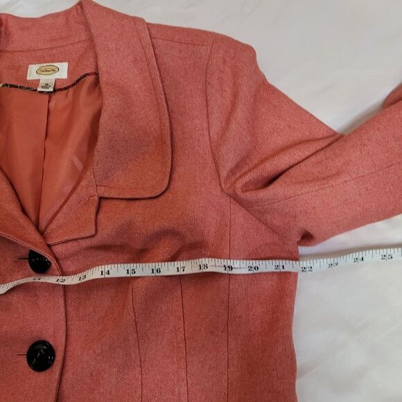 VINTAGE 90s‎ Talbots coral wool blend short button up blazer jacket XL - Picture 7 of 8
